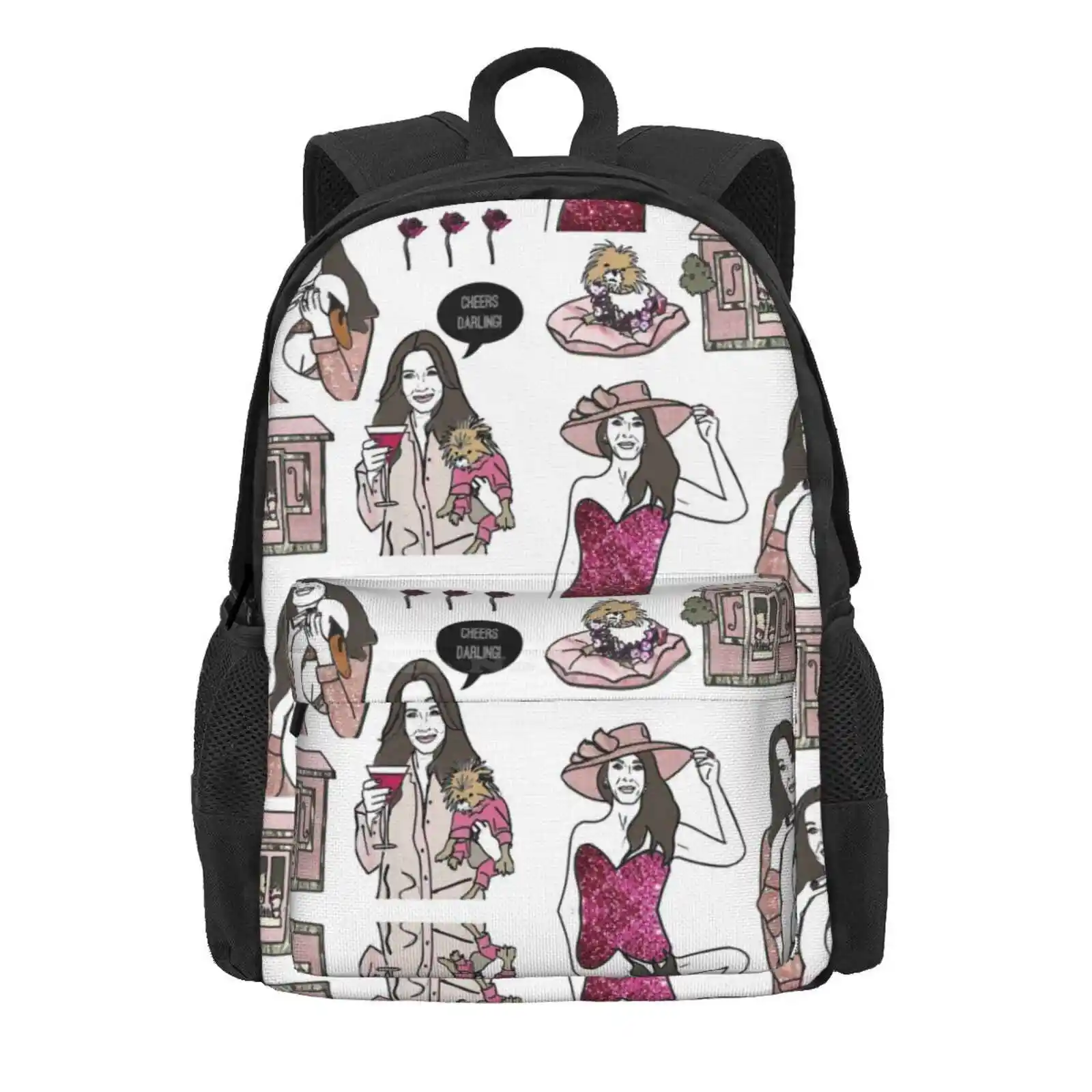 Pretty In Pink Hot Sale Schoolbag Backpack Fashion Bags Lisa Vanderpump Real Housewives Beverly Hills Diamonds Rose Pink