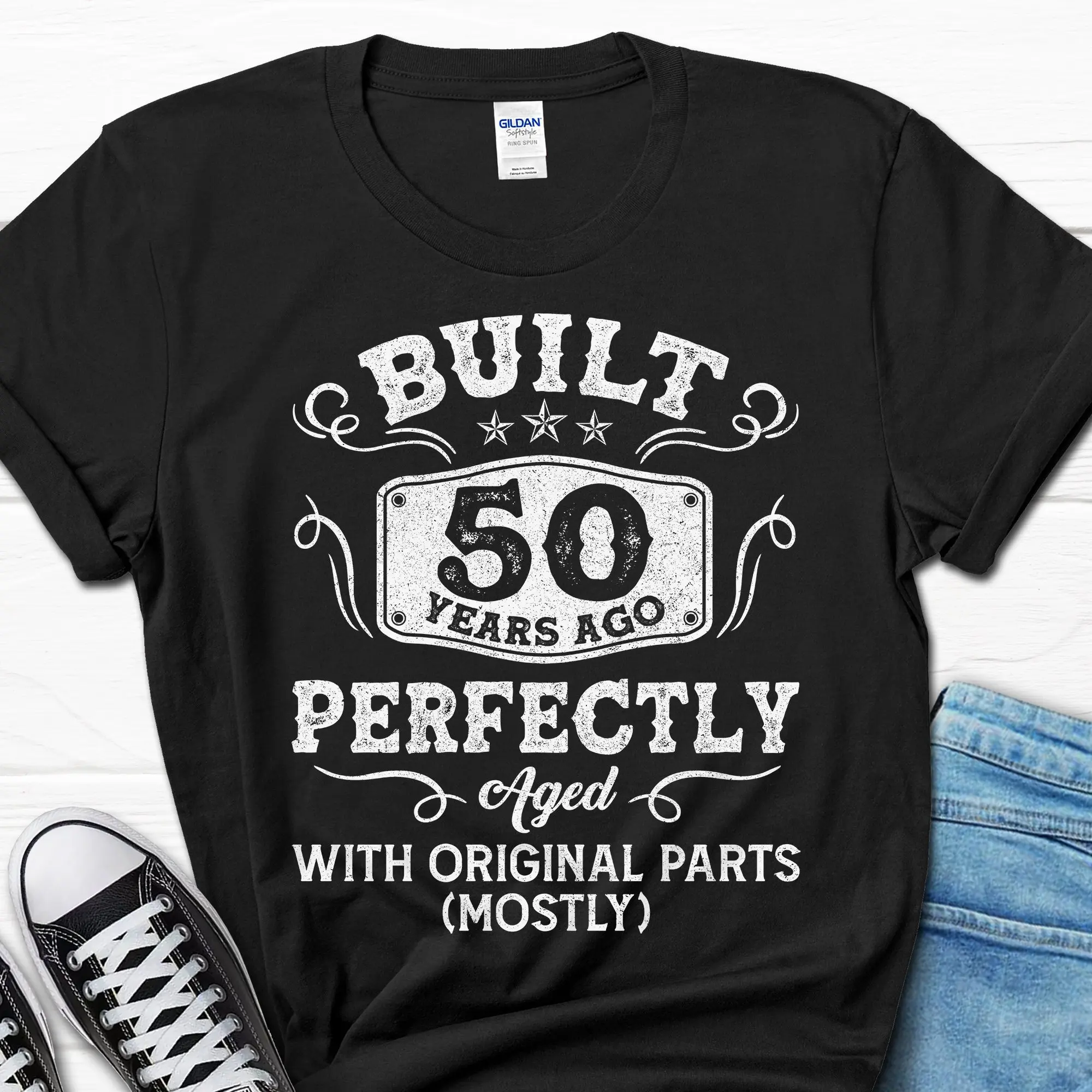 Built 50 Years Ago Perfectly Aged T Shirt 50th Birthday For Him Turning Men's Born in the 70s Vintage Husband