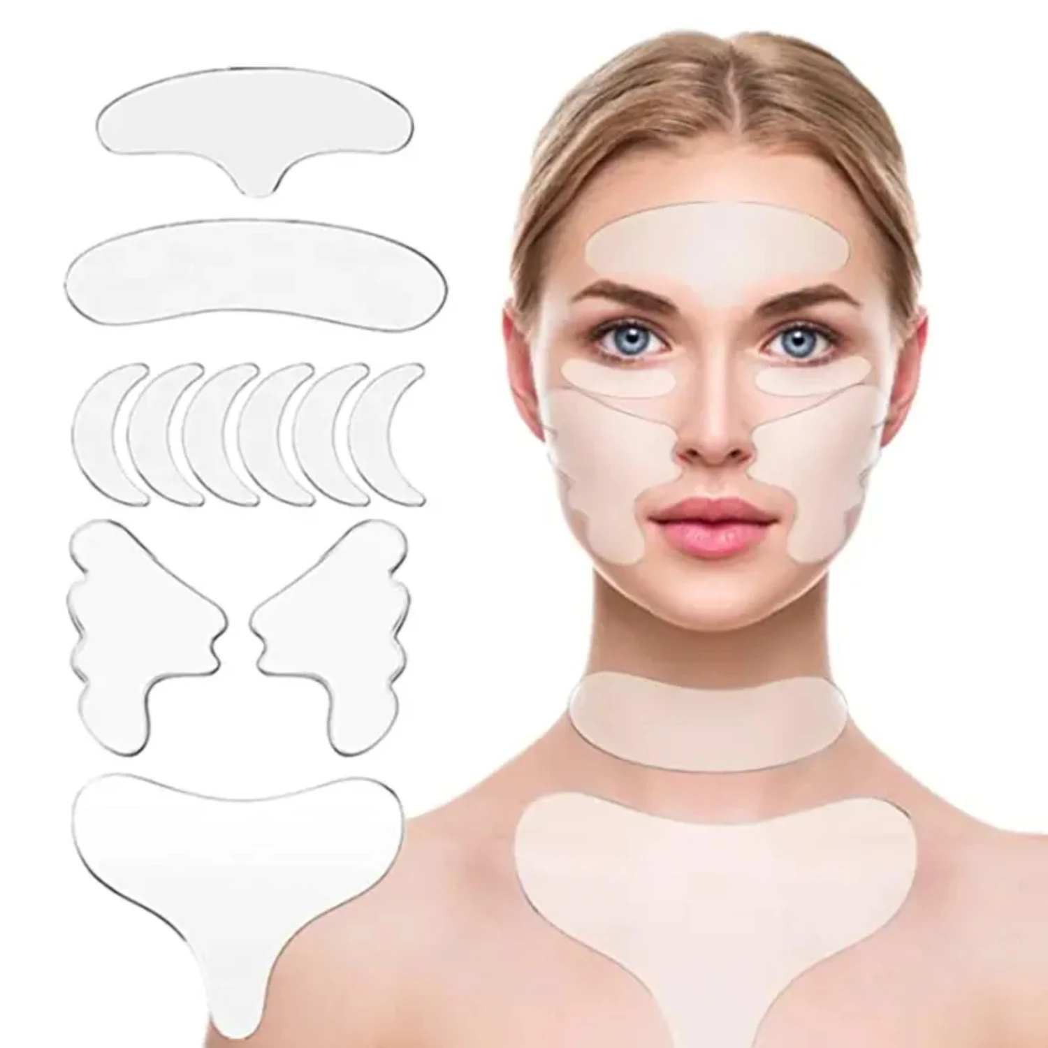 

Advanced Anti-Ageing Wrinkle Smoothing Silicone Pad Treatment - Powerful 11pcs Kkylin Patches for Chest and Face - Large Size 8.