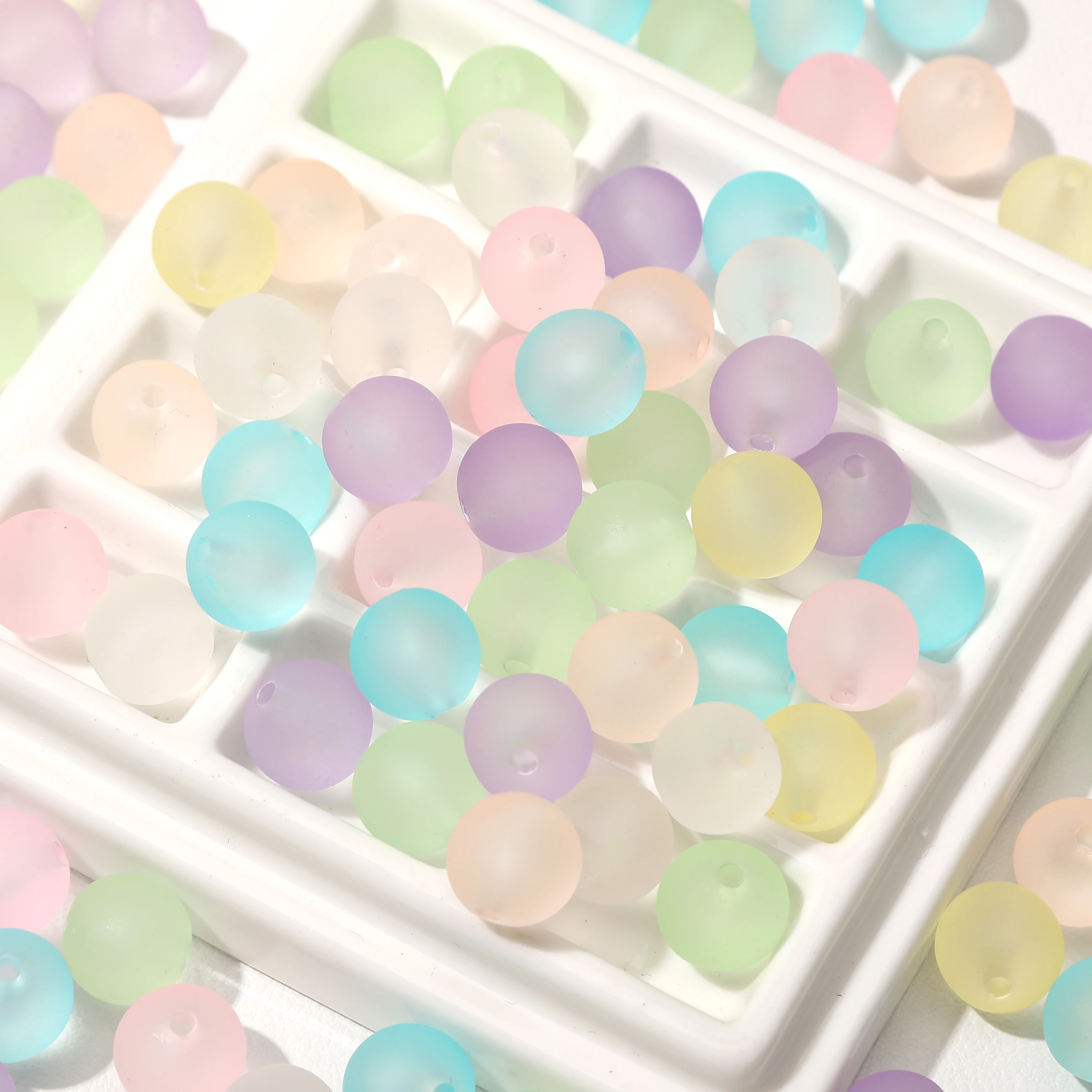8/10/12mm 30pcs Matte Rubber Touch Acrylic Round Beads Pastel Loose Spacer Beads for Phone Charm Bag Pendants DIY Jewelry Making