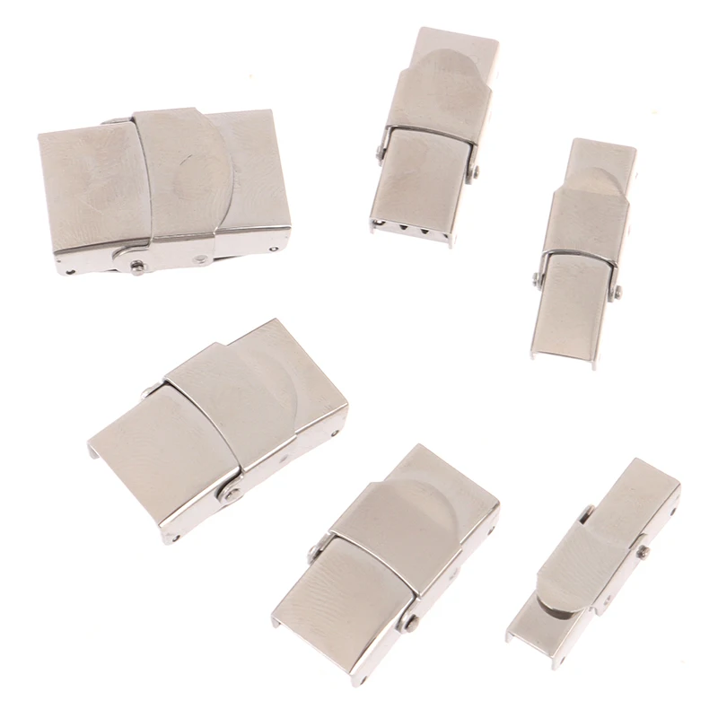 10Pcs Silicone Bracelet Jewelry Making DIY Connect Lace Buckle Stainless Steel Clasp Crimp Jaw Hook Watch Band For Leather