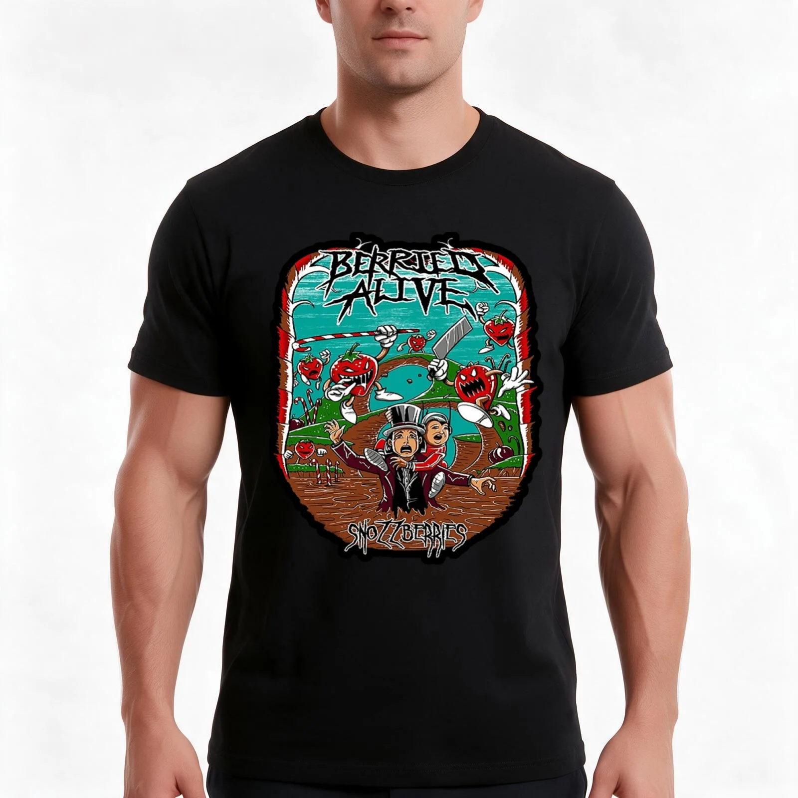 berried alive T-Shirt, Summer Casual Cotton Tee, Oversized Streetwear Tops, Vintage Graphic Print, Loose Fit Short Sleeve