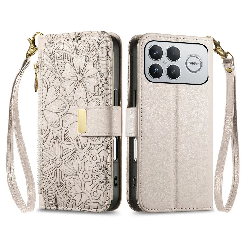 

embossing leather Cover For Xiaomi Poco F8 F7 Ultra F6 F5 Pro F4 GT Magnetic button shockproof many card Slot Wallet phone Case