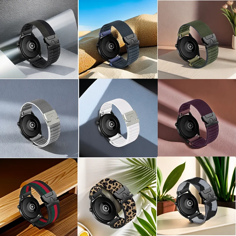 18/20/22 mm Schnellverschluss-Nylonschlaufe für Samsung Watch 7, Fallschirmschnalle, elastisches Armband für Garmin Watch/Huawei GT Watch – Detail 2