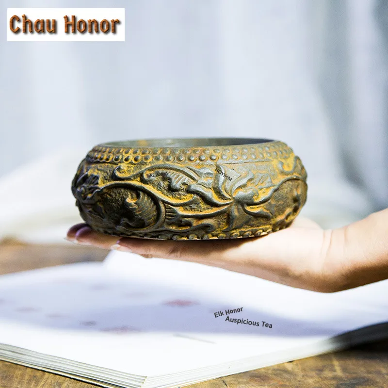 ZAEYORIA Lotus Flower Cast Iron Ashtray Creative Tobacco Smoke Odor Removal Ash Tray Household Weed Smoking Cafes Gift