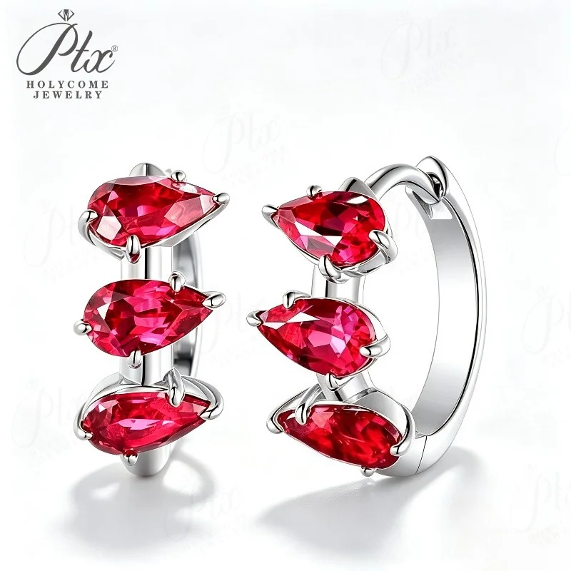 Moissanit-Ohrringe Birnenförmiger Schliff Cyan D-Farbe VVS1-Reinheit 925 Sterling Silber Anhänger Exquisiter Bankett- und Alltagsschmuck für Frauen – Detail 6