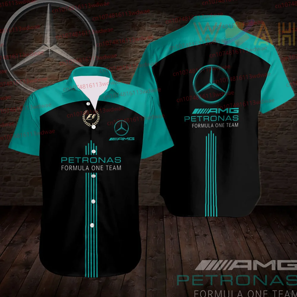 

Button-Down Short-Sleeved Shirt Formula1 Men Unisex Shirt uniform Racing 75th Special Edition.Mercedes-Benz AMG.Petronas Kit