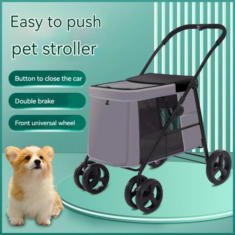 

Pet Stroller Lightweight Foldable Dog Cat Cart for Large Dogs Outdoor Travel Pet Carrying Bag Bearing Weight 40KG for Large Dogs