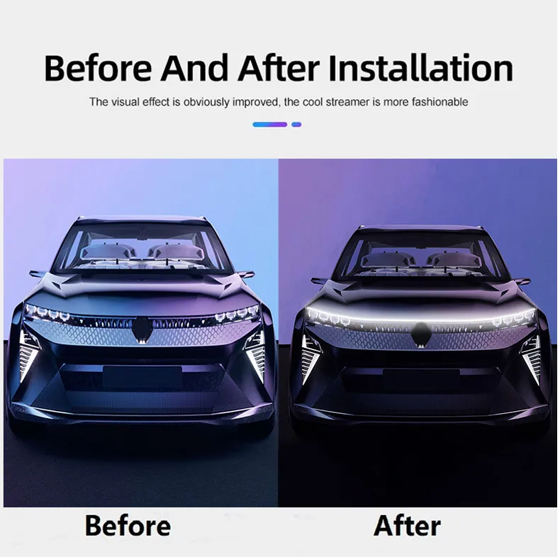 LED Auto Motorhaube Licht Mit Blinker Gelb Scan Start DRL Dynamische Tagfahrlicht Auto Dekorative Ambinet Lampe 12V – Detail 3