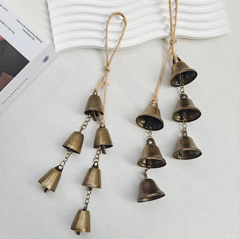 2026 NEW 1PCS Retro Rustic Vintage Brass Hanging Bells Melodic Chime Outdoor Hanging Decor Home Garden Patio Wall Door Ornament