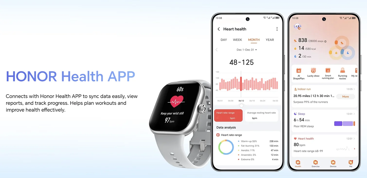 HONOR CHOICE INFOWEAR Watch 2 Pro 1,97" AMOLED-Display mit Schlankem Rahmen S Autonomes GNSS Unterstützt Barometer und Kompass – Detail 16