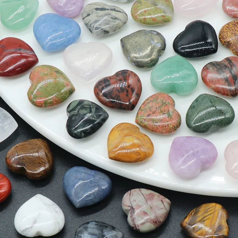 20pcs 20x8mm Heart Shape Beads Crystal Chakra Healing Stone Gemstones Pendant Reiki Handmade Jewelry Making Handicrafts