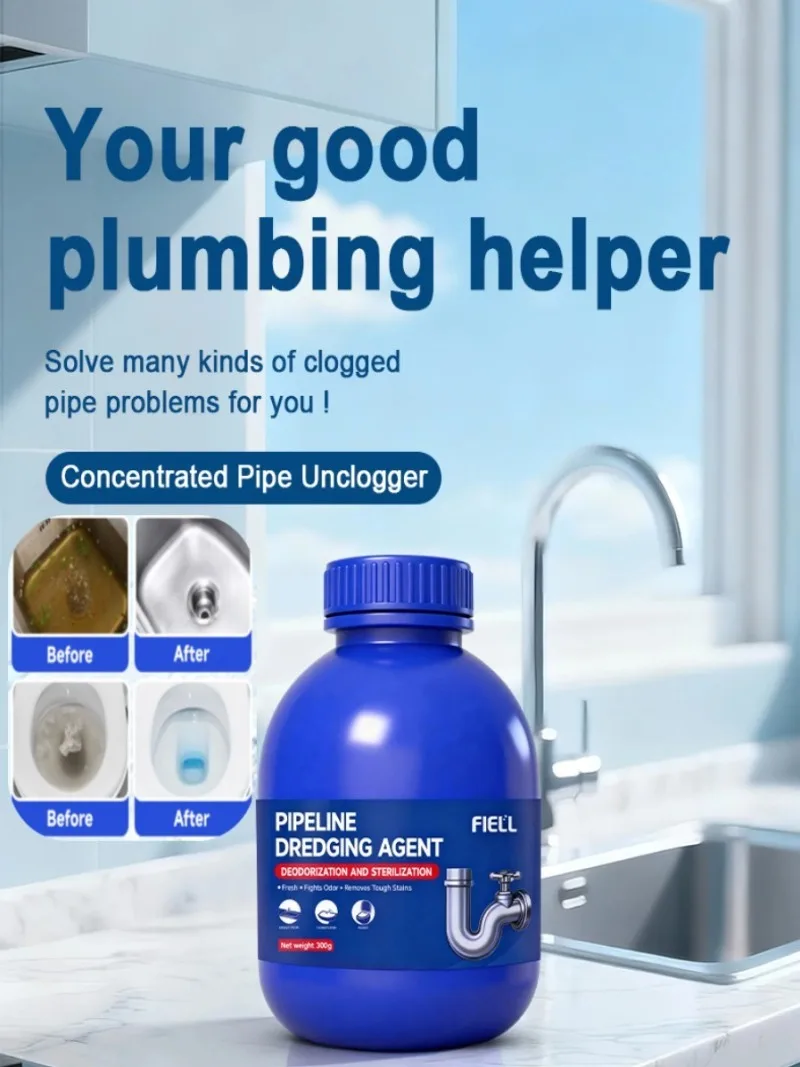 Drain Cleaner Gel Strong Unclogging, TimeSaving, Gentle On Pipes Blue Bottle Design For Effortless Use TimeSaving Drain Cleaner