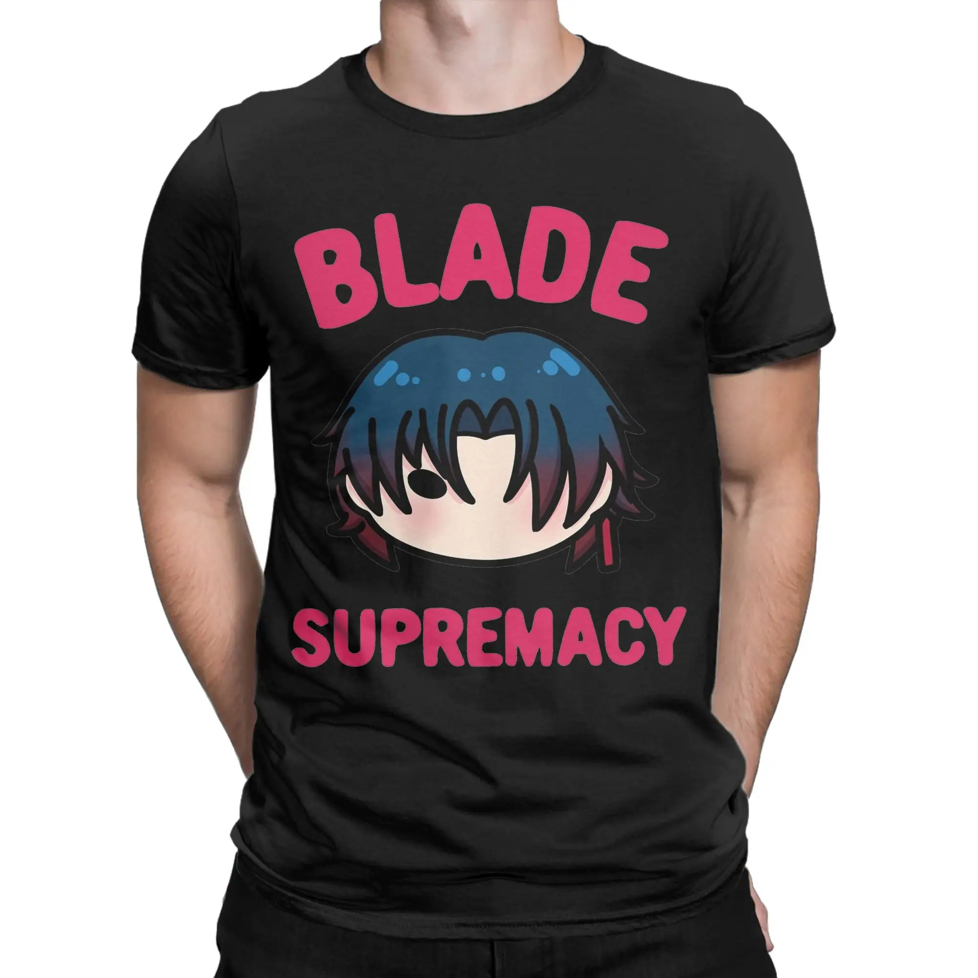 Novelty Honkai Star Rail Blade Supremacy Chibi T-Shirts Men O Neck 100% Cotton T Shirts  Short Sleeve Tee Shirt Printed Clothing