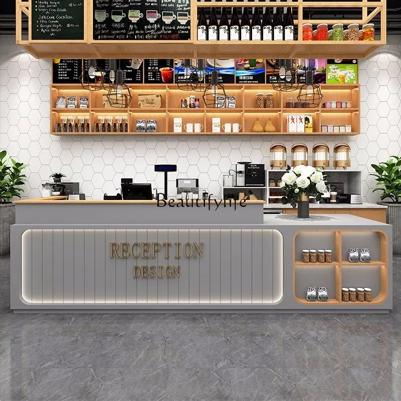 

yj19 Coffee Shop Milk Tea Shop Cashier Counter Simple Modern Snack Shop Restaurant Custom Counter