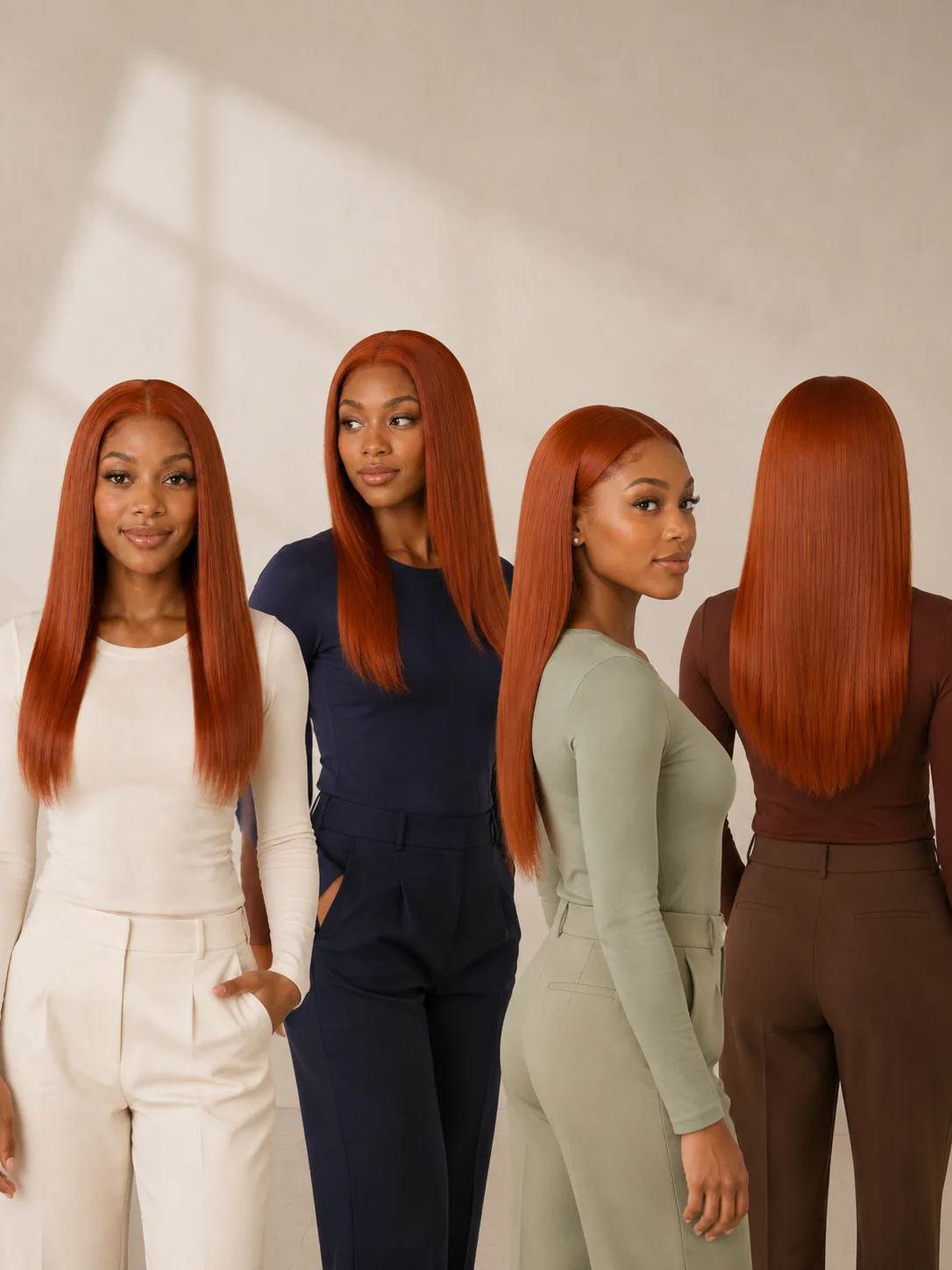 Straight Yellow-Orange 13x4 Fringed Front-Edge Wig Made of 100% Real Hair 13x4 Fringed Front-Edge Women's Wig with 200% Density 20 Inches #350 Color