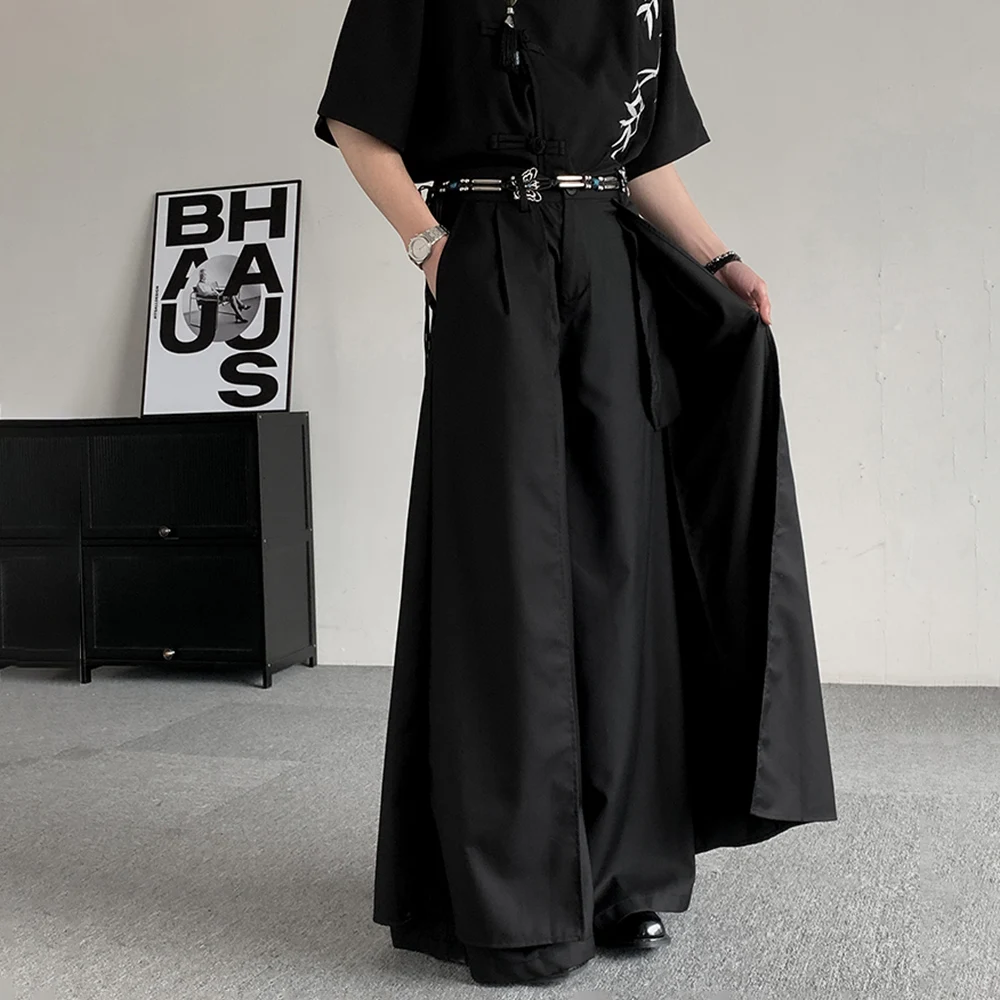 XS-5XL Y2k Culottes Double-Layered Dark Gothic Skirts Pants Samurai Pants Genderless Streetwear Fashion Versatile Hakama Unisex
