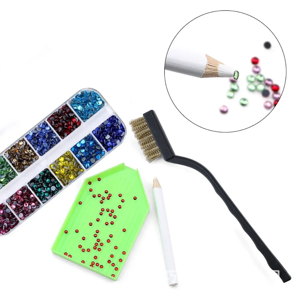 1 Set 2000 stks Hotfix Strass Applicator Set Opstrijkbare Wands met 7 Tips Salon DIY Manicure Gereedschap Glas Kristal Diamant Nail Art