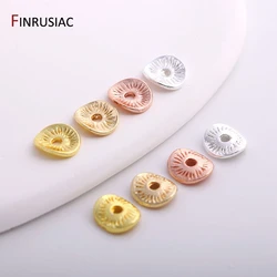 7.5mm*8.5mm Oval Flat Beads 14K Gold Plated Brass Stripe Spacer Beads For DIY High Quality Jewelry Making Accessories Wholesale