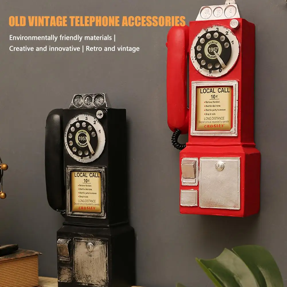 Vintage Telephone Model Wall Hanging Ornaments Retro Furniture Phone Miniature Crafts Gift For Bar Home Decoration H2i7