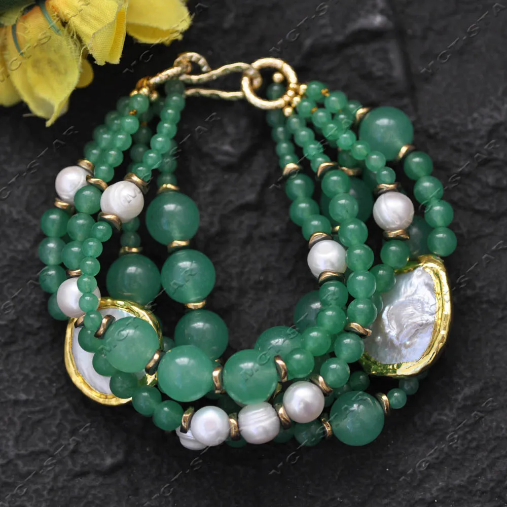 

Z14363 8 дюймов 22 мм зеленый круглый нефритовый яшма белый круглый жемчужный браслет с монетами