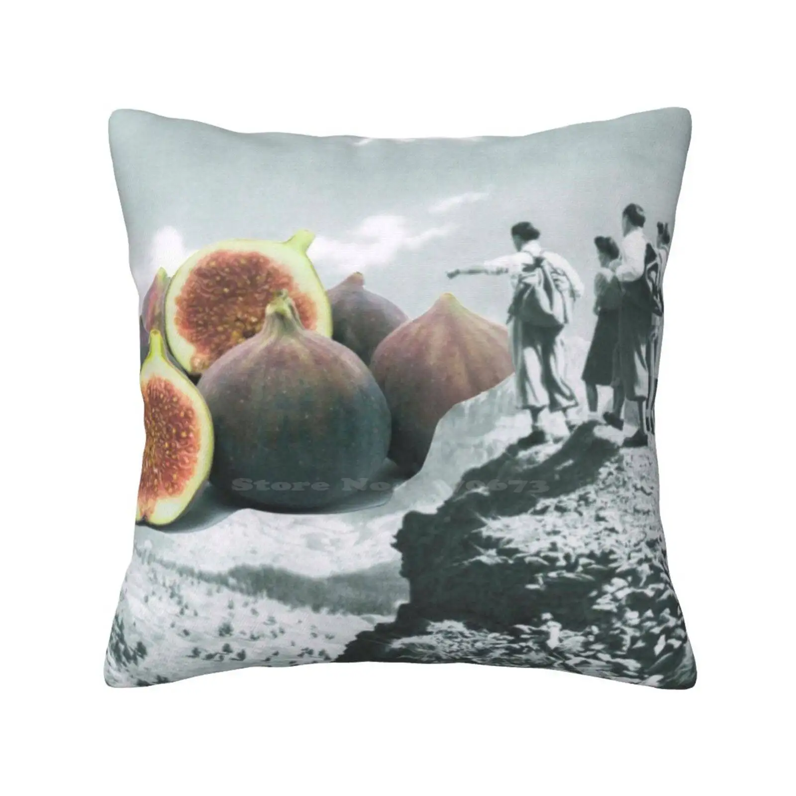 Fig Dreams Home Sofa Car Waist Throw Pillowcase Fig Food Kitchen Fruit Landscape Beautiful Collage Artist Graphic Pastel Cut