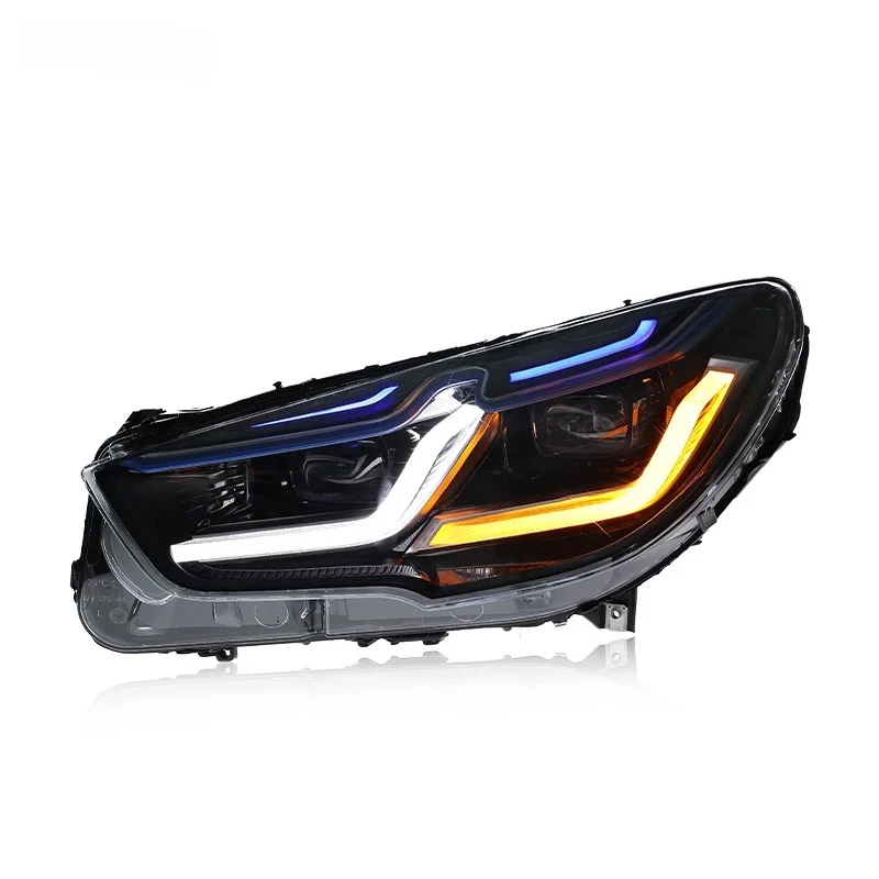for 2010-17 BMW 5 Series GT headlight assembly F07 retrofit with LED daytime running lights, turn signals, and headlights.