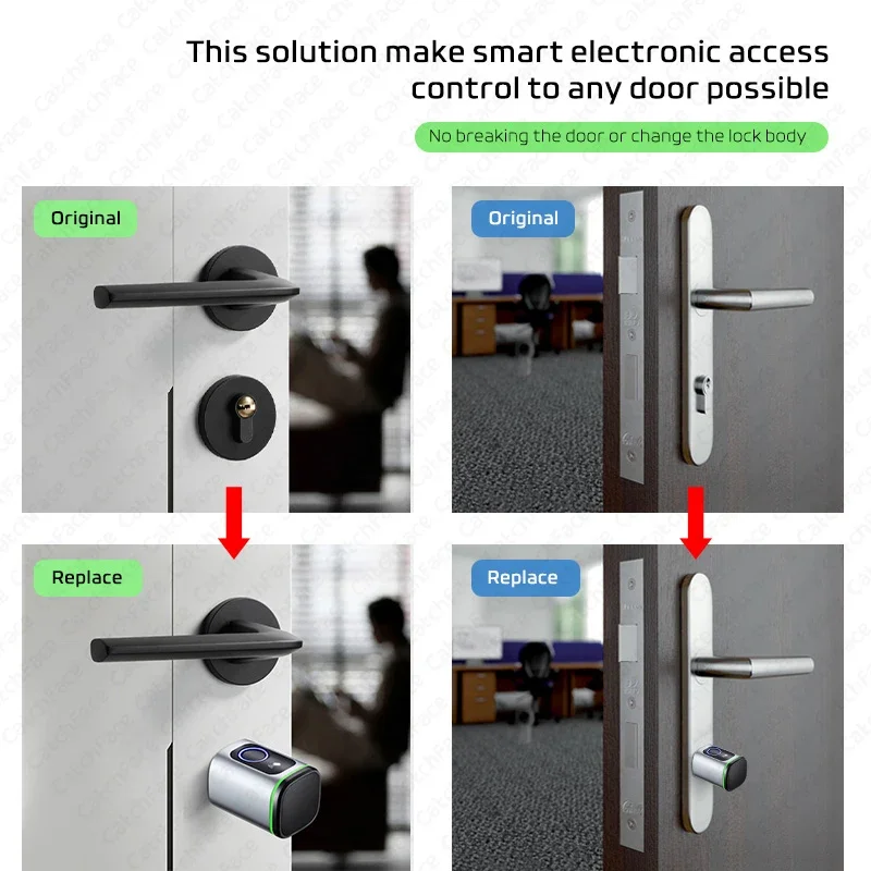 Custom Size Tuya or TTLock APP Fingerprint RFID Card Bluetooth Cylinder Smart Door Lock Electronic Home Replacement