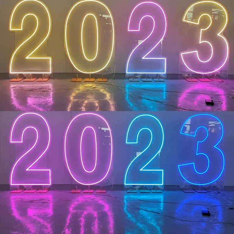 Custom 90 100cm Height RGB flash Color Standing or hanging Acrylic LED Neon Number Letters Light for Birthday Party