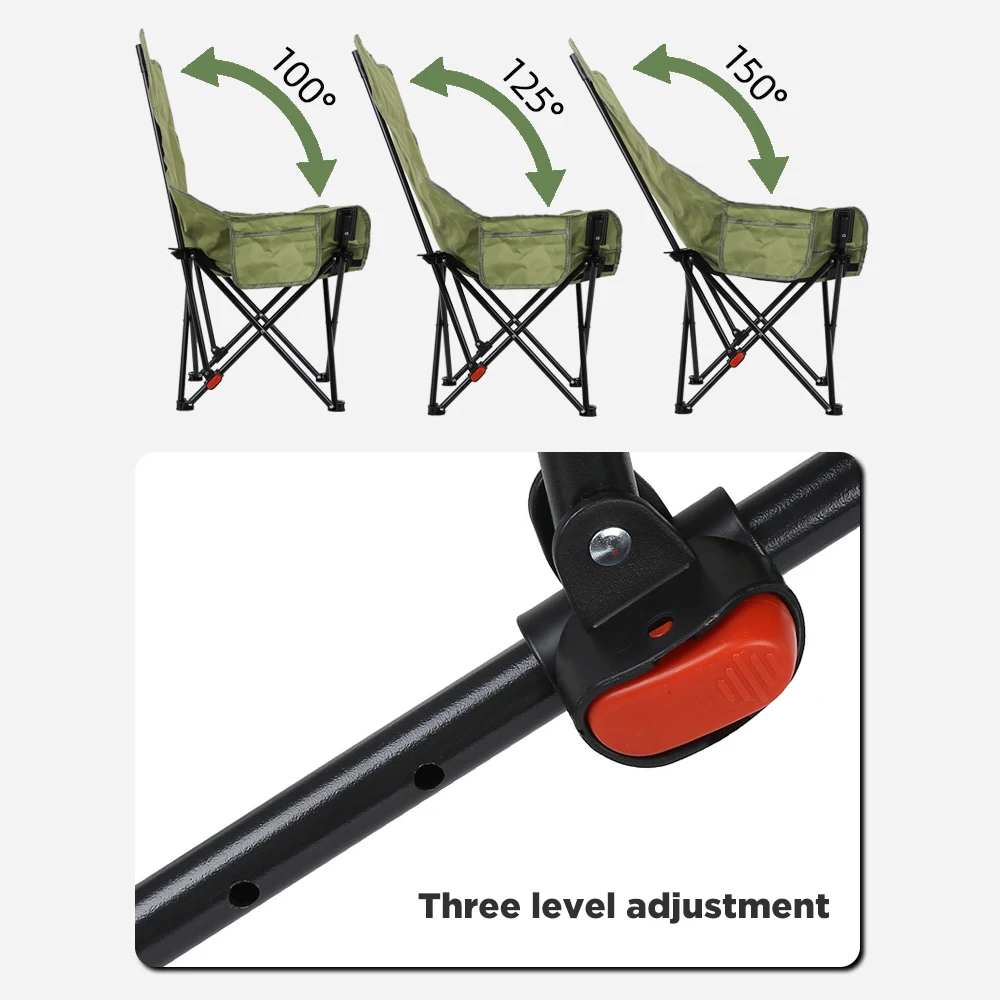 High Back Portable Camping Chair Adjustable Retractable Custom Logo Outdoor Foldable Camping Chair