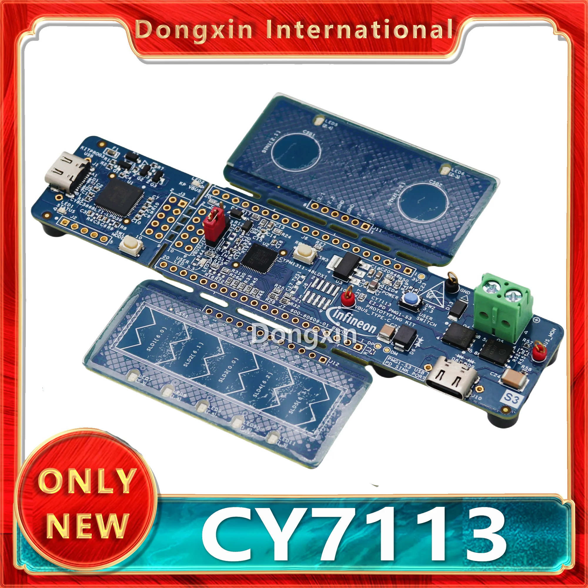 

CY7113 EZ-PD PMG1-S3 USBType-C® power delivery PD power management evaluation board