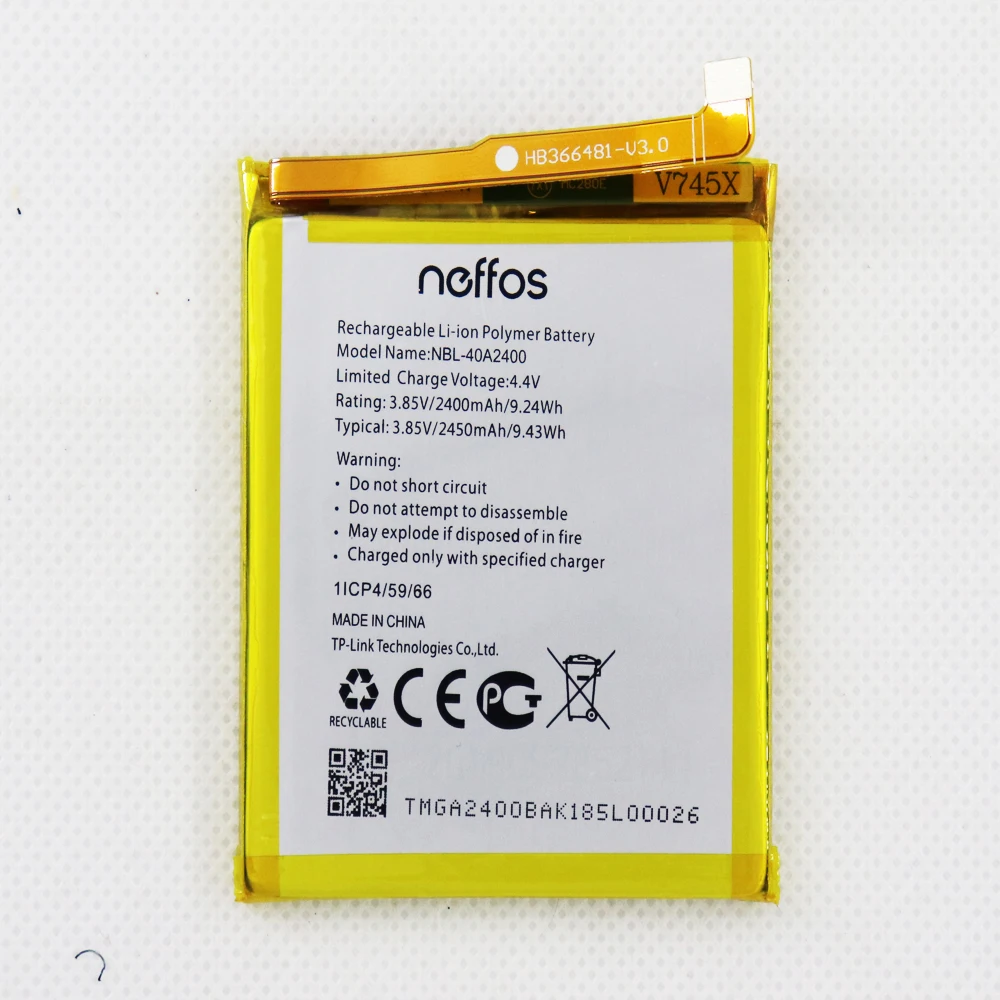 Batería de NBL-40A2400 de 2450mah para tp-link Neffos Y5s, TP804A, TP804C, batería de teléfono móvil + número de seguimiento