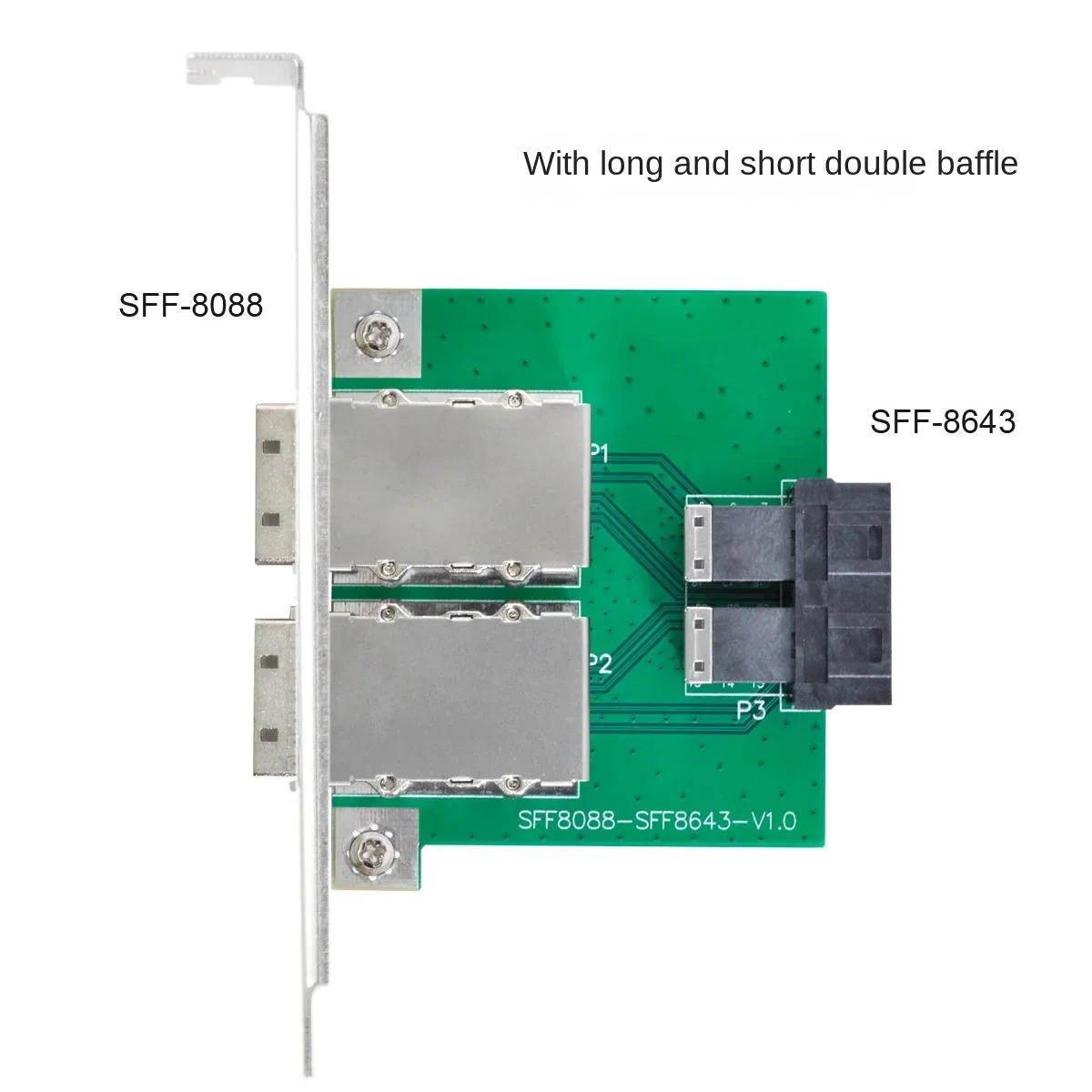 منافذ مزدوجة صغيرة SAS SFF-8088 إلى محول SAS HD SFF-8643 PCBA أنثى داخلي مع دعامة منخفضة المستوى