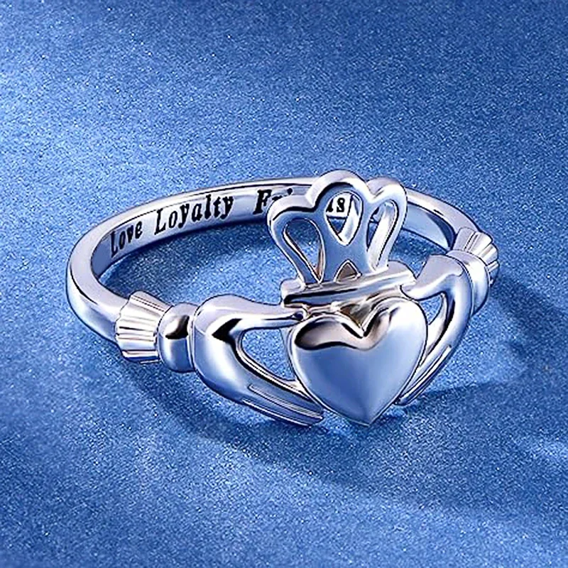 CAOSHI Elegant Classic Heart Crown Finger Jewelry Love Loyalty Friendship Promise Ring for Women Birthday Proposal Daily Gift