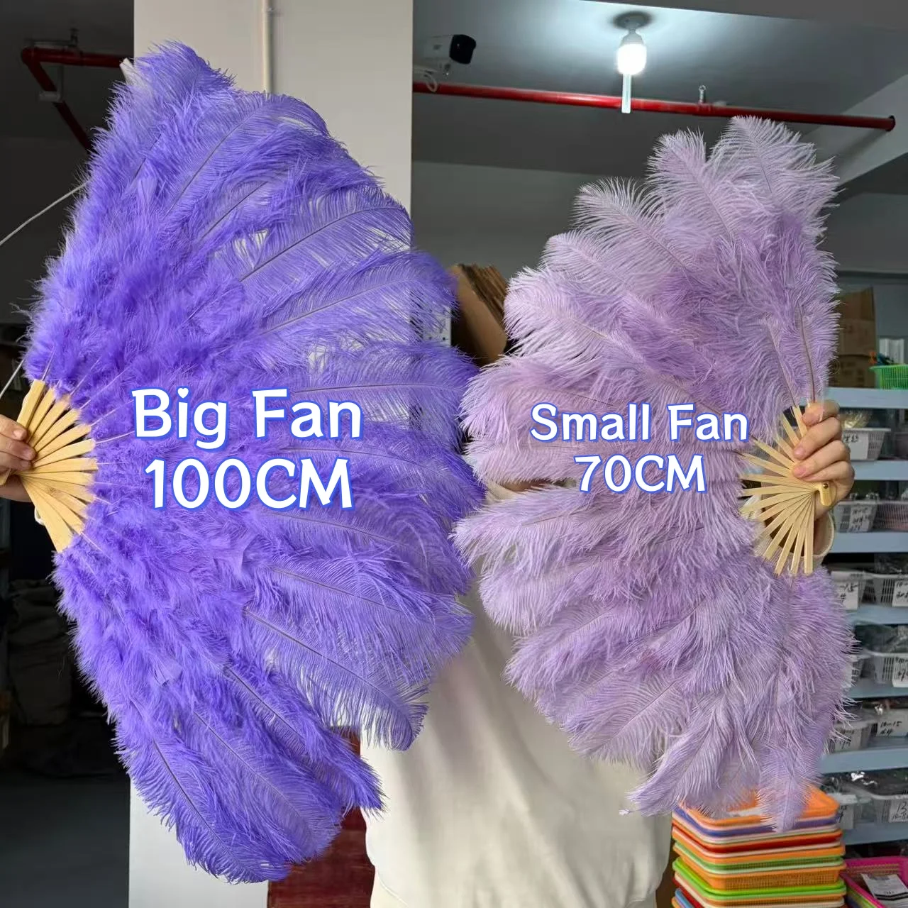 100*60cm 70*40cm Large Purple Ostrich Feather Fan Foldable Handheld Fluffy Plumes for Wedding Carnival Dance Party Home Decor