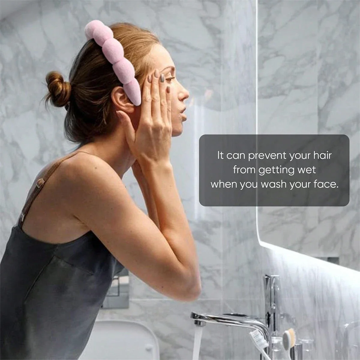 

1 шт. спа-повязка для умывания лица из махровой ткани, черная, объемная, для макияжа, подходит для женского макияжа лица