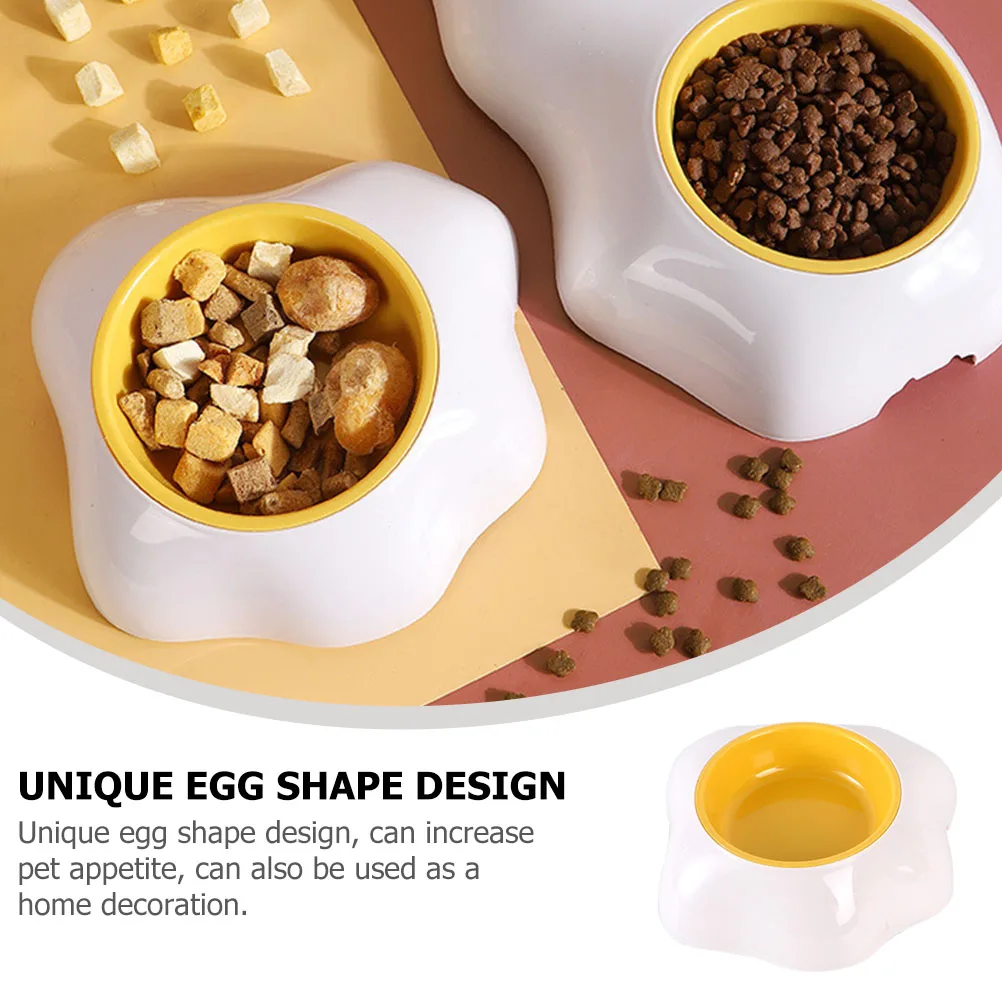 

Egg Yolk Cat Bowl Dog Food Water Bowls Plastic Kitten Pet Supplies Small White Single Stable Structure Safe Reliable