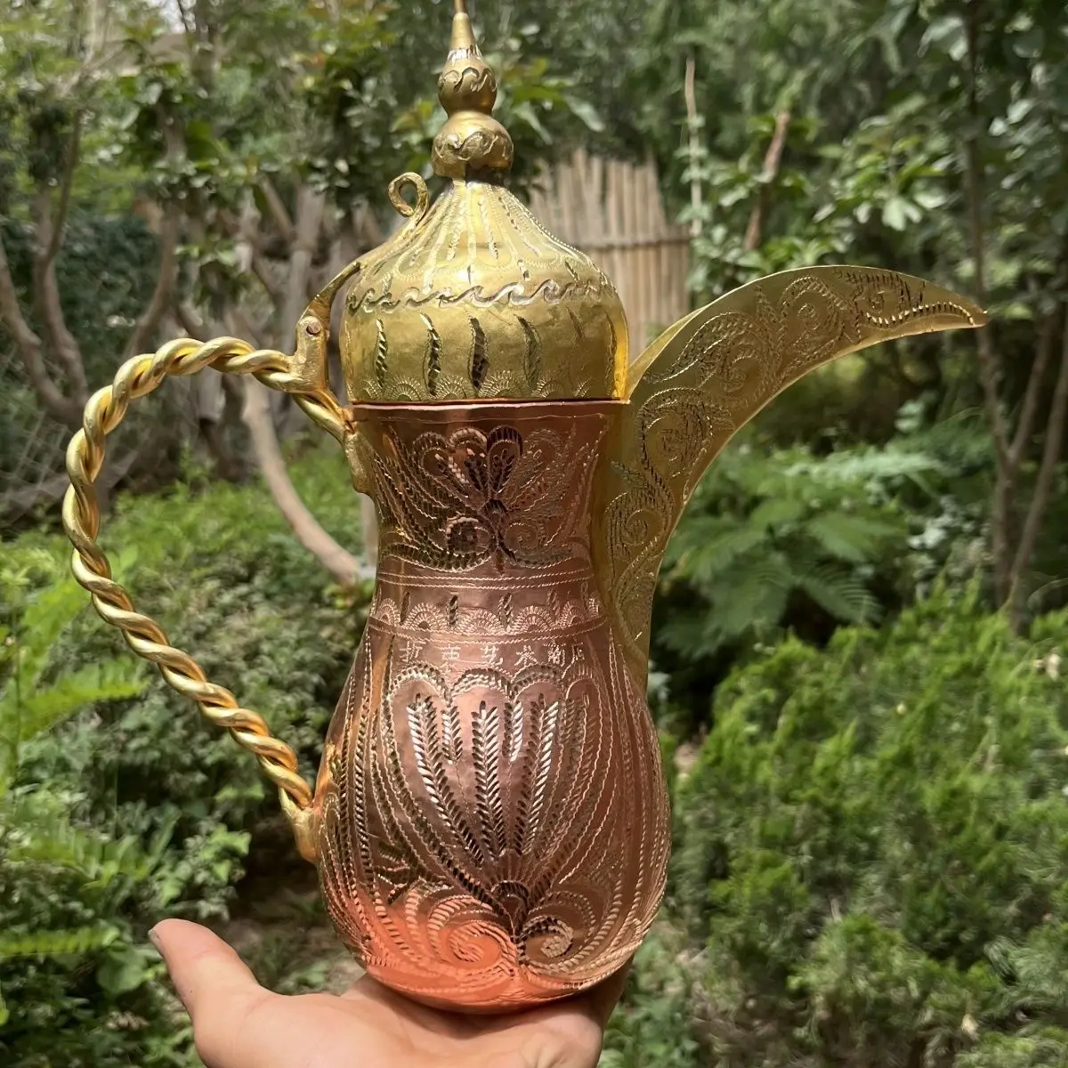 Teko kopi, kerajinan tangan Turki bergaya istana mewah, teko tembaga kelas atas untuk rumah