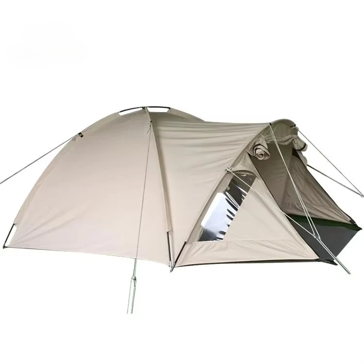

4 Person Large White Cotton Dome Tent Outdoor Canvas Camp Dome Tent With Screen Room