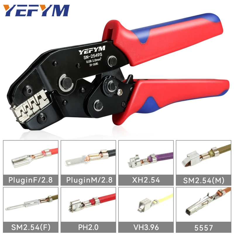 SN-2549S Crimpwerkzeuge für PH2.0/XH2.54/2.8/3.0/3.96/KF2510/JST Terminal 0,08–1,0 mm2/AWG28–18 Drahtratszange