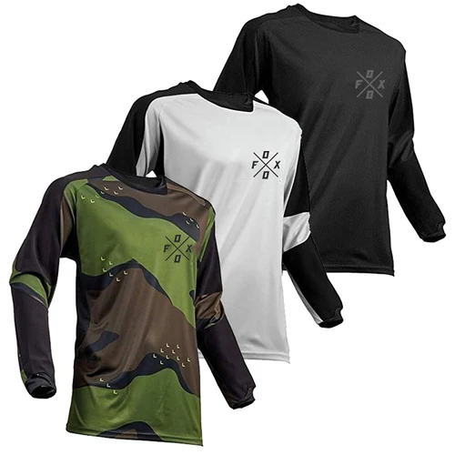 Imagen 1 del producto Camisetas de descenso para hombre, ropa deportiva para bicicleta de montaña, MTB, todoterreno, DH, motocicleta, Motocross, FOXO