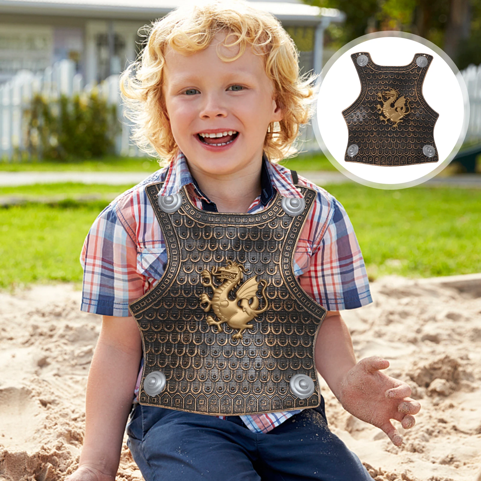 

Breastplate Shield Sturdy Plastic Kids Costume Boys 8-12 Party Toy Armors Realistic Design Safe Cosplay Costumes Role Play Props