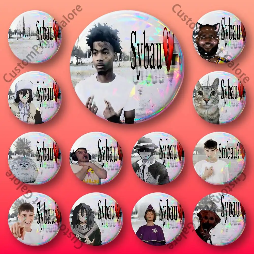 S-Sybau Customizable Badge Tinplate Brooch Laser Film Lapel Pin for Decoration Party Small Gifts
