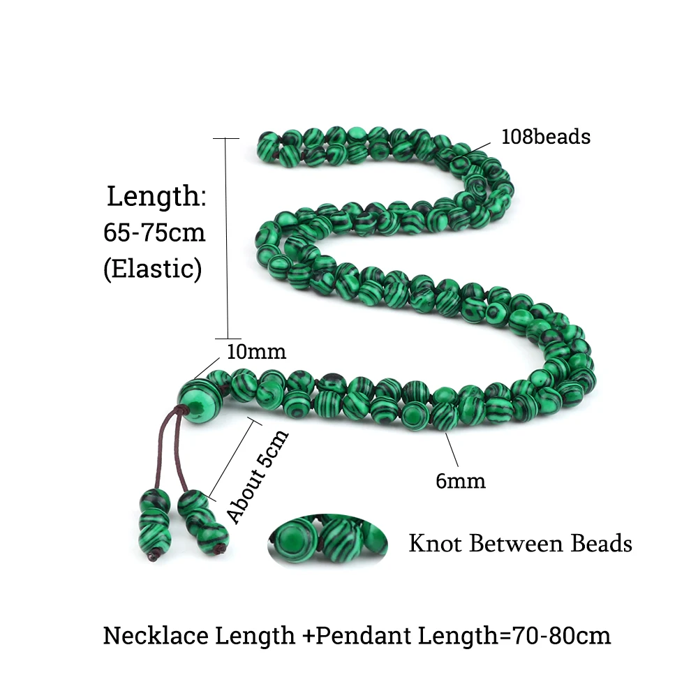 New Budda 108 Mala Beads Healing Necklace&Bracelet 6MM Malachite Wood Beads Natural Stone Bangles Chain Pulsera Jewelry Gift Men