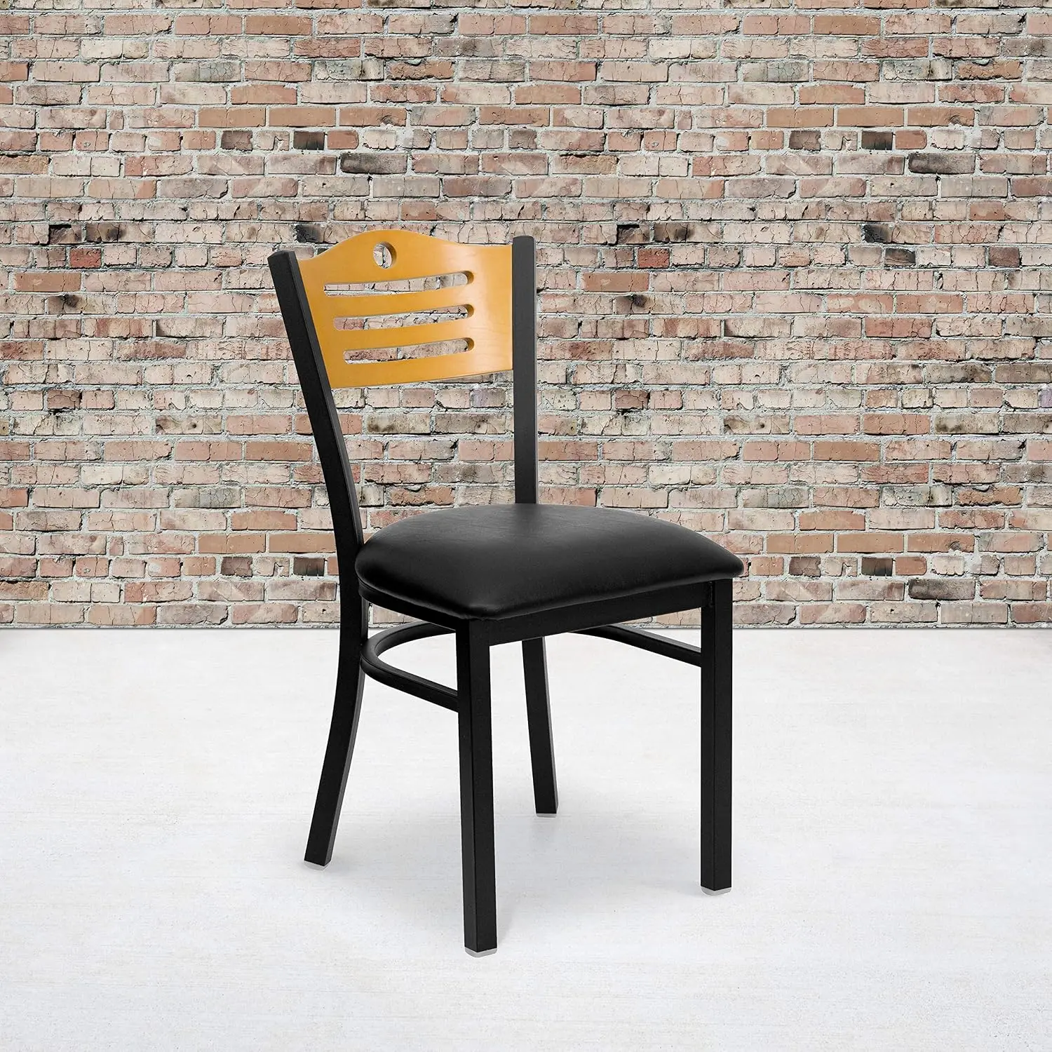 Black Slat Back Metal Restaurant Chair, 2-Pack