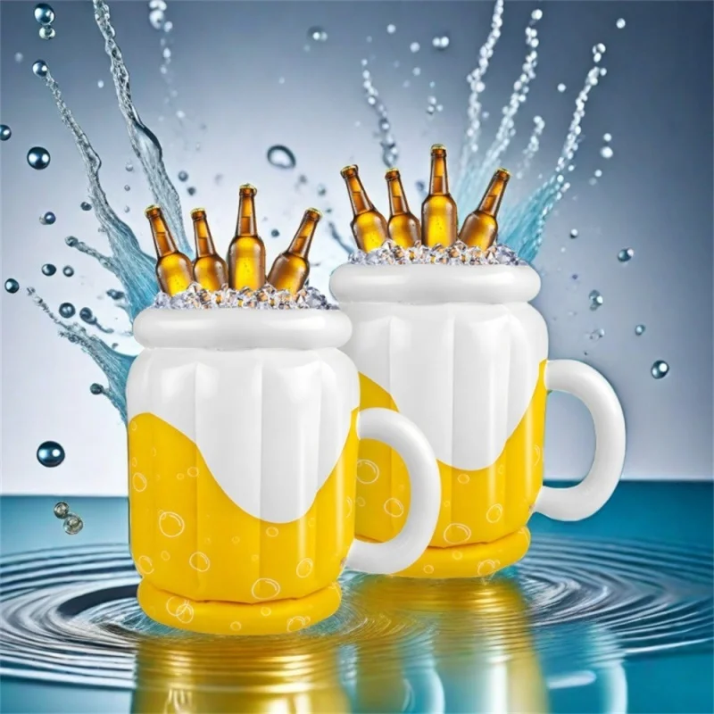 

1pc Inflatable Pvc Beer Mugs Coolers Summer Beach Water Toys Soda Ice Bucket Drinking Cup Home Bar Party Cold Water Drinks Mugs