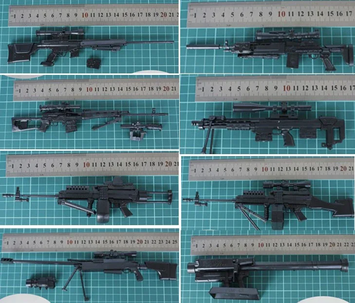 1/6 AWM SVD 98K Sniper Rifle MK14 Assault Rifle Gun Model Coated for 12