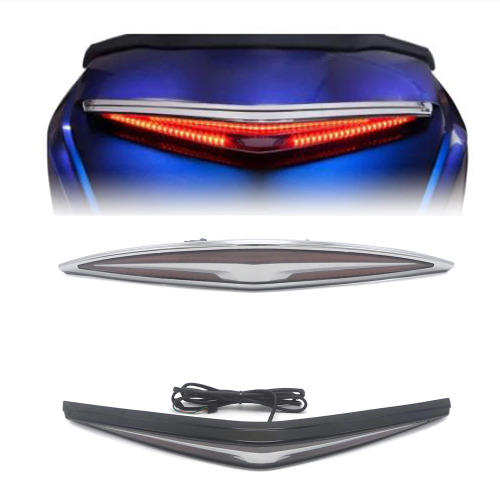 Motorcycle ABS Trunk Spoiler LED Red Rear Brake Light Turn Signal For Honda Goldwing GL1800 2018-2020