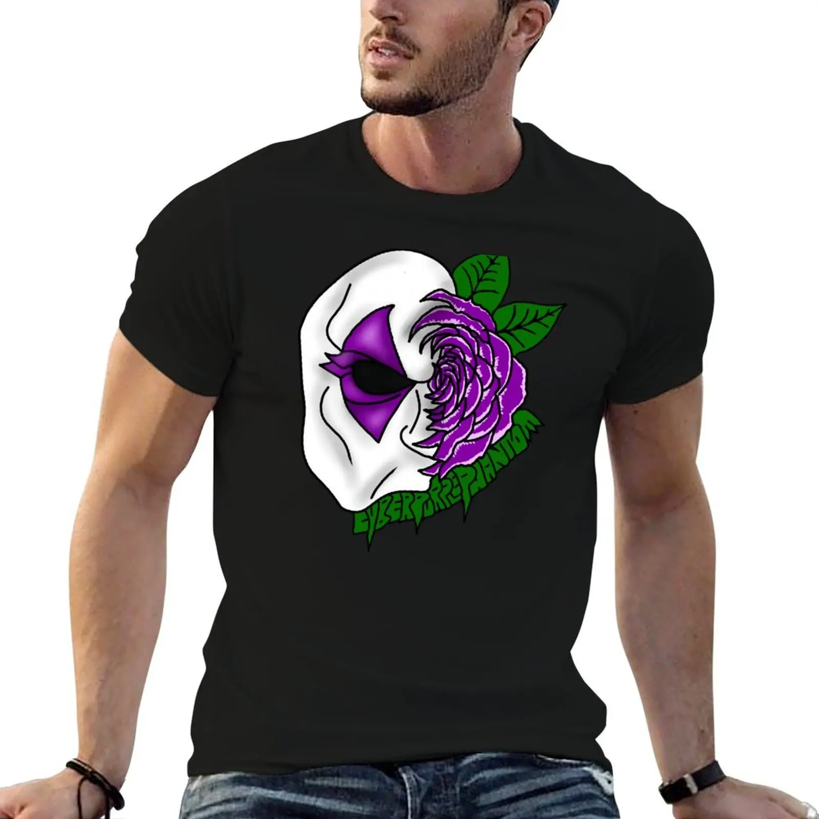 

Cyber Purple Phantom - Death Rose Mask T-Shirt Louboutins Luxury man summer 2025 street wear clothing for men