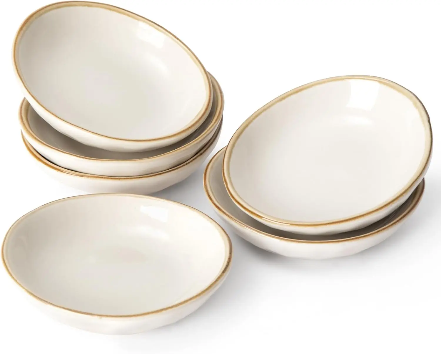 

Oval Soy Sauce Dishes Set of 6, Ceramic Dipping Bowls for Sushi and Appetizers, Dishwasher Safe, Vanilla White